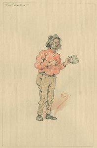 トラベラー、c.1920s（紙にトイレとペンとインク） 作： Joseph Clayton Clarke